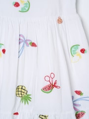 Angel & Rocket White Emmie Embroidered Fruit 100% Cotton Dress - Image 7 of 7