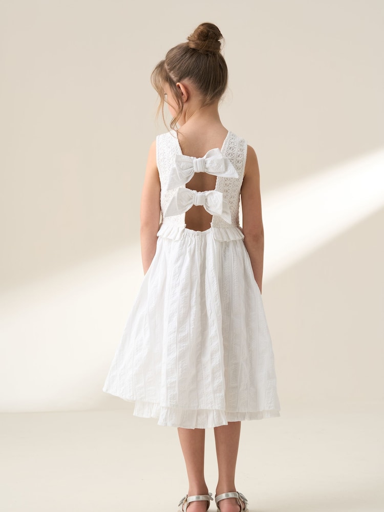 Angel & Rocket White Natalie Bow Back 100% Cotton Dress - Image 2 of 7