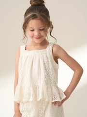 Angel & Rocket Cream Kinsley Jersey Crochet Top - Image 1 of 7