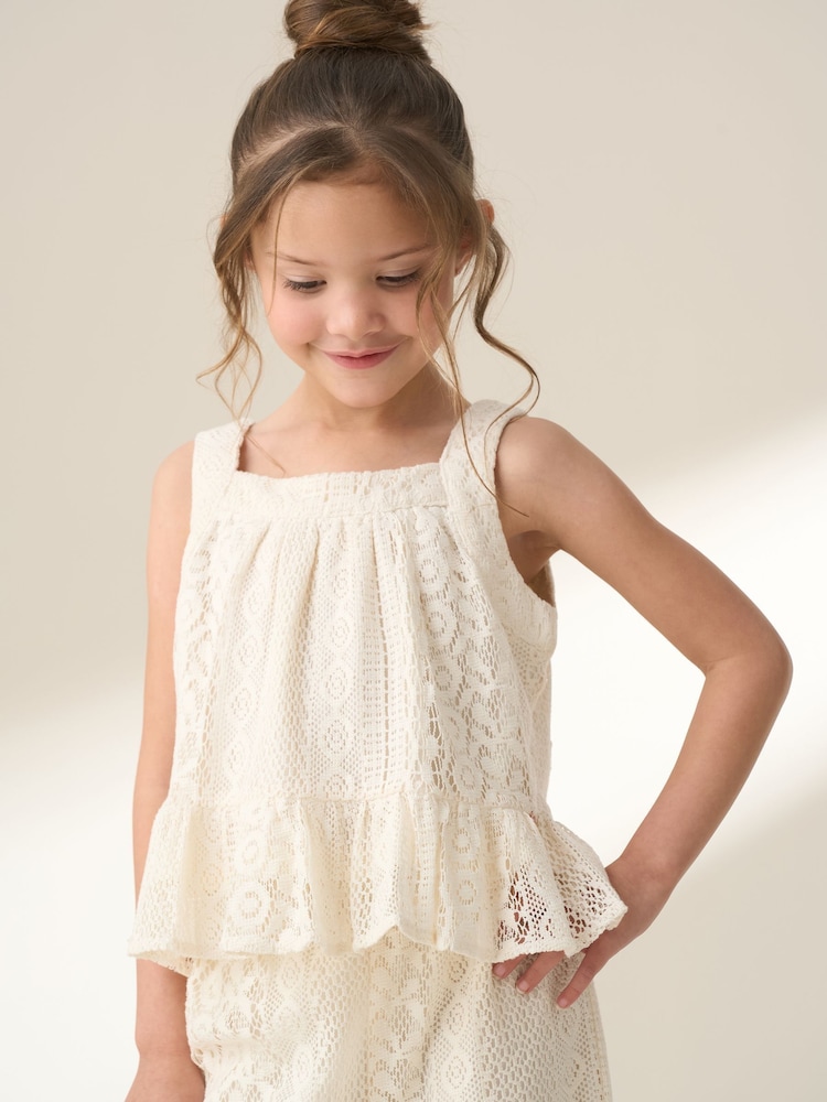 Angel & Rocket Cream Kinsley Jersey Crochet Top - Image 1 of 7