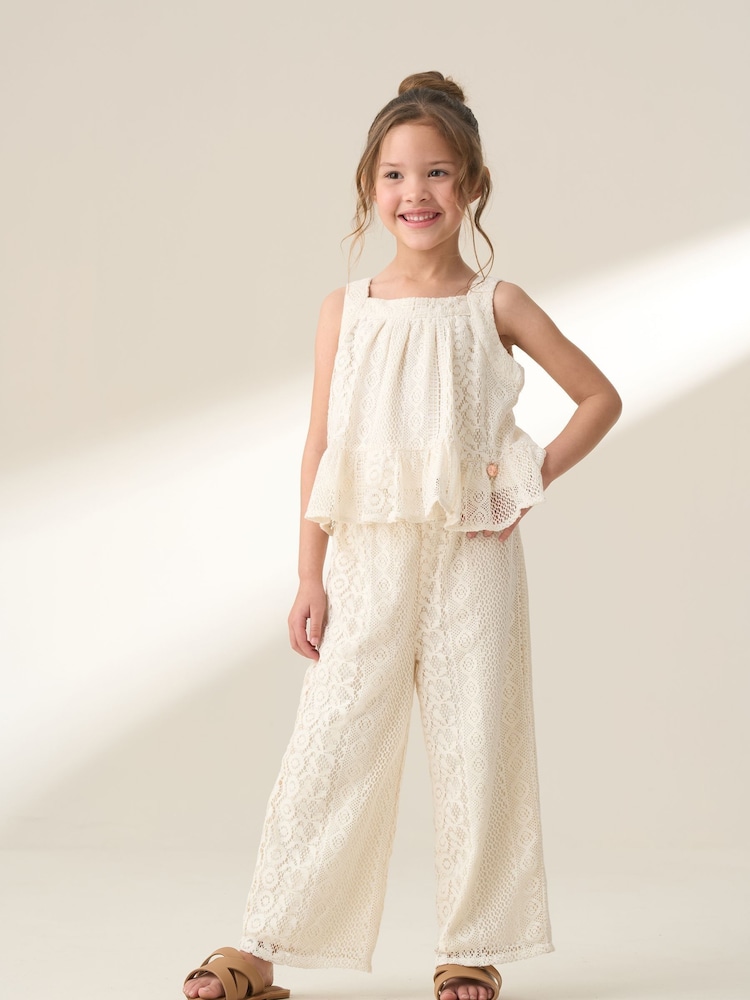 Angel & Rocket Cream Kinsley Jersey Crochet Top - Image 2 of 7