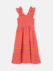 Angel & Rocket Orange Bella Ric Rac Midi 100% Cotton Dress - Image 5 of 7