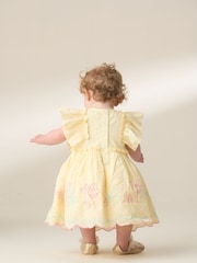 Angel & Rocket Yellow Lina Frill Sleeve 100% Cotton Dress With Bloomer - Image 3 of 7