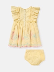 Angel & Rocket Yellow Lina Frill Sleeve 100% Cotton Dress With Bloomer - Image 6 of 7