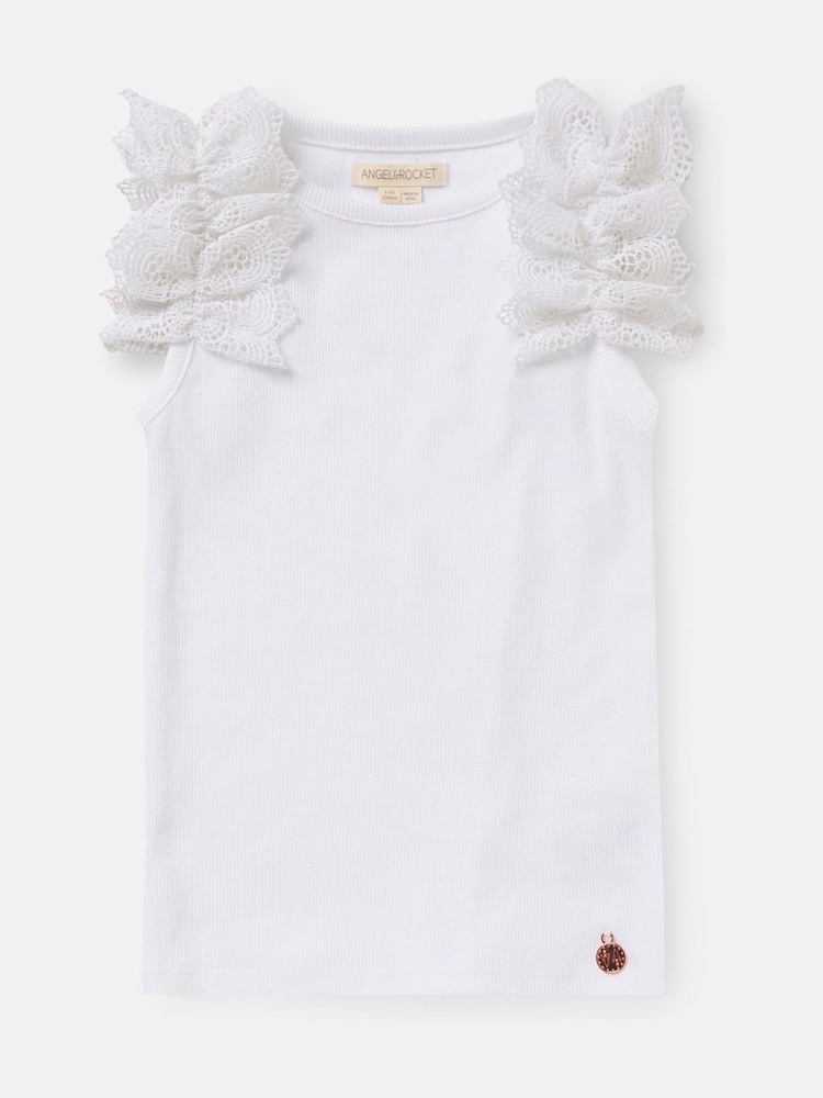 Angel & Rocket White Jess Flower Trim Vest - Image 3 of 5