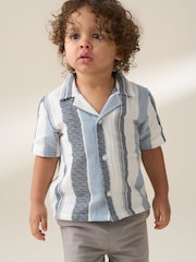 Angel & Rocket White Enzo Mini Jacquard Stripe 100% Cotton Shirt - Image 1 of 6