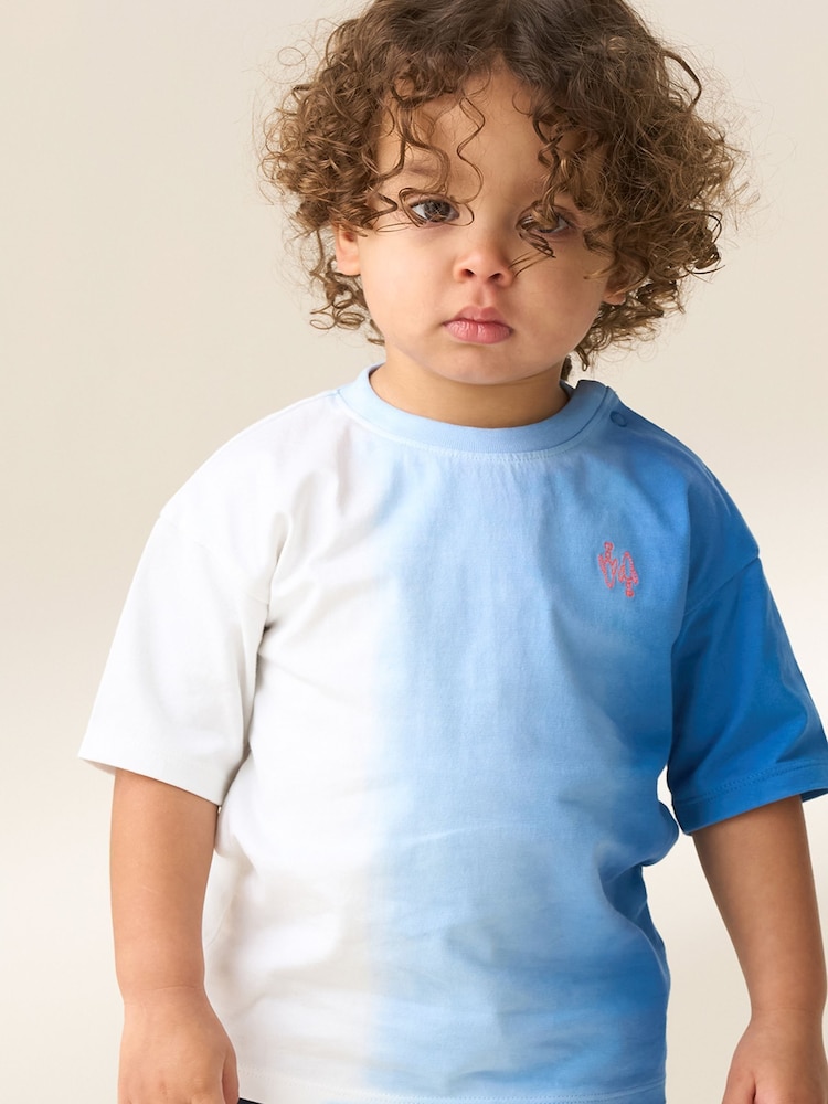 Angel & Rocket Blue Brad Mini Ombre Washed 100% Cotton T-Shirt - Image 1 of 5