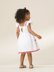 Angel & Rocket White Lola Ric Rac Pocket 100% Cotton Dress - Image 2 of 6