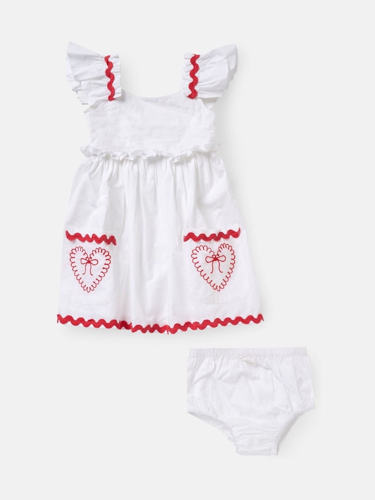 Angel & Rocket White Lola Ric Rac Pocket 100% Cotton Dress - Image 4 of 6
