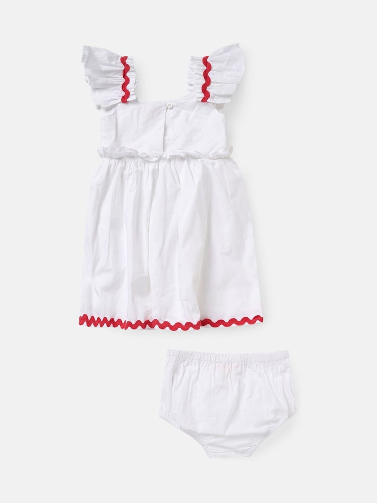 Angel & Rocket White Lola Ric Rac Pocket 100% Cotton Dress - Image 5 of 6