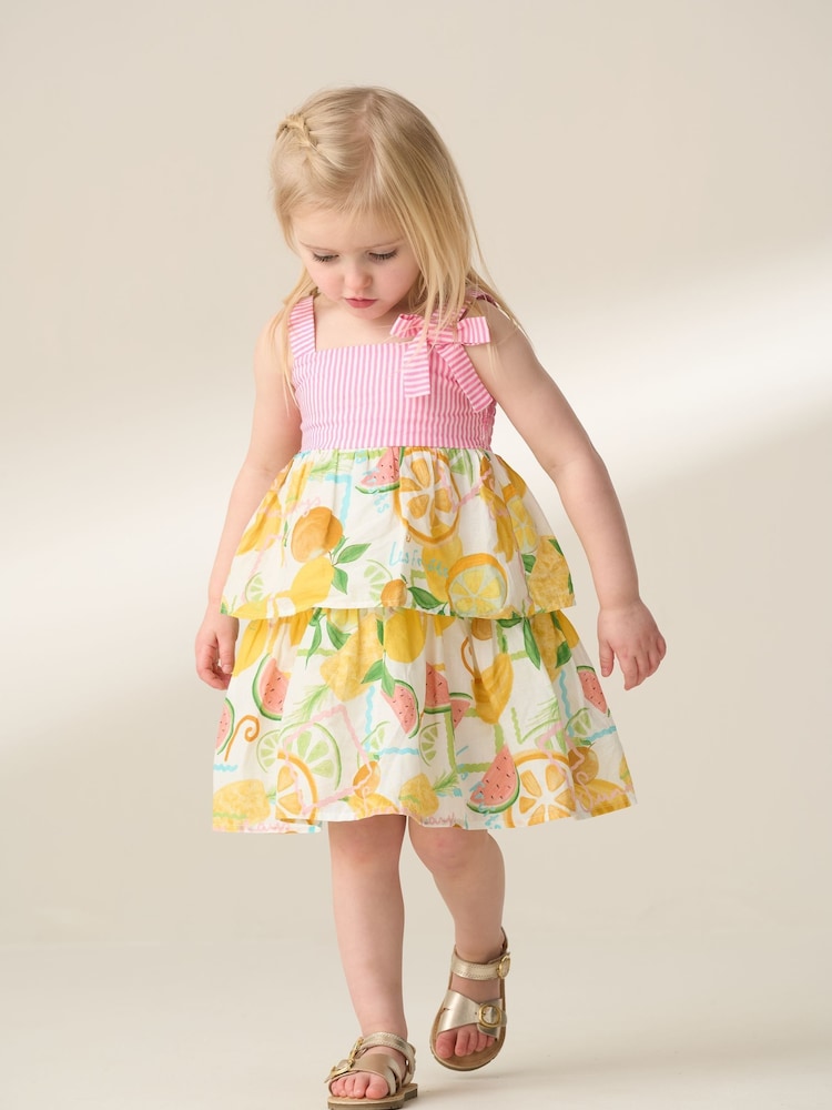 Angel & Rocket Pink Lydia Multi Tiered Fruit 100% Cotton Sundress - Image 1 of 7