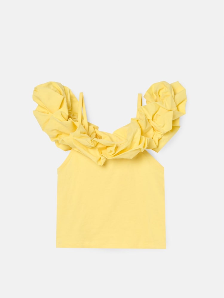Angel & Rocket Yellow Carrie Ruffle Vest Top - Image 7 of 8