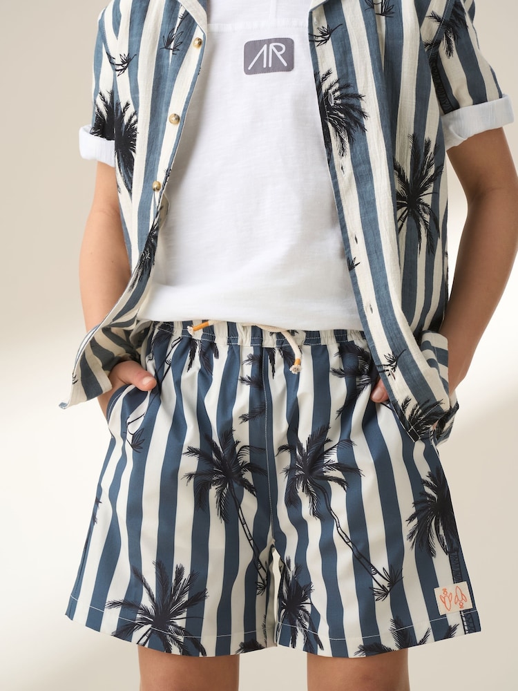 Angel & Rocket Black Gus Palm Print Swim Shorts - Image 1 of 6