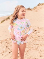 Angel & Rocket Pink Jodie Sunsafe Print Long Sleeved Swimsuit - Image 1 of 6