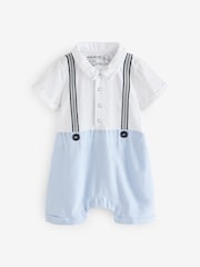 Angel & Rocket Blue Will Mr Smart 100% Cotton Jersey Romper - Image 1 of 1