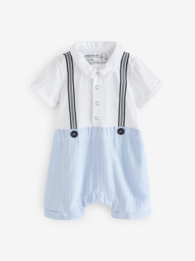 Angel & Rocket Blue Will Mr Smart 100% Cotton Jersey Romper - Image 1 of 1