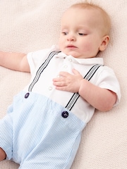 Angel & Rocket Blue Will Mr Smart 100% Cotton Jersey Romper - Image 4 of 8