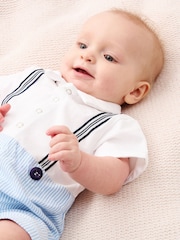 Angel & Rocket Blue Will Mr Smart 100% Cotton Jersey Romper - Image 5 of 8