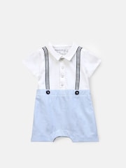 Angel & Rocket Blue Will Mr Smart 100% Cotton Jersey Romper - Image 6 of 8