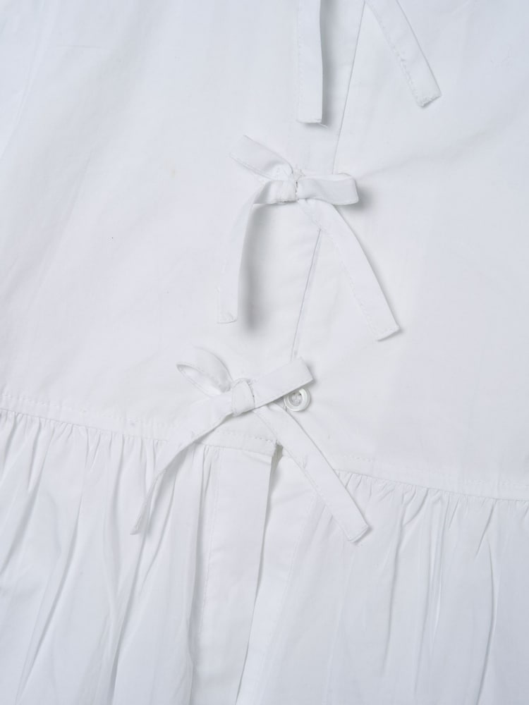 Angel & Rocket White Rochelle Denim Peplum Bow 100% Cotton Top - Image 7 of 7