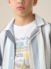Angel & Rocket White Enzo Jacquard Stripe 100% Cotton Shirt - Image 3 of 7