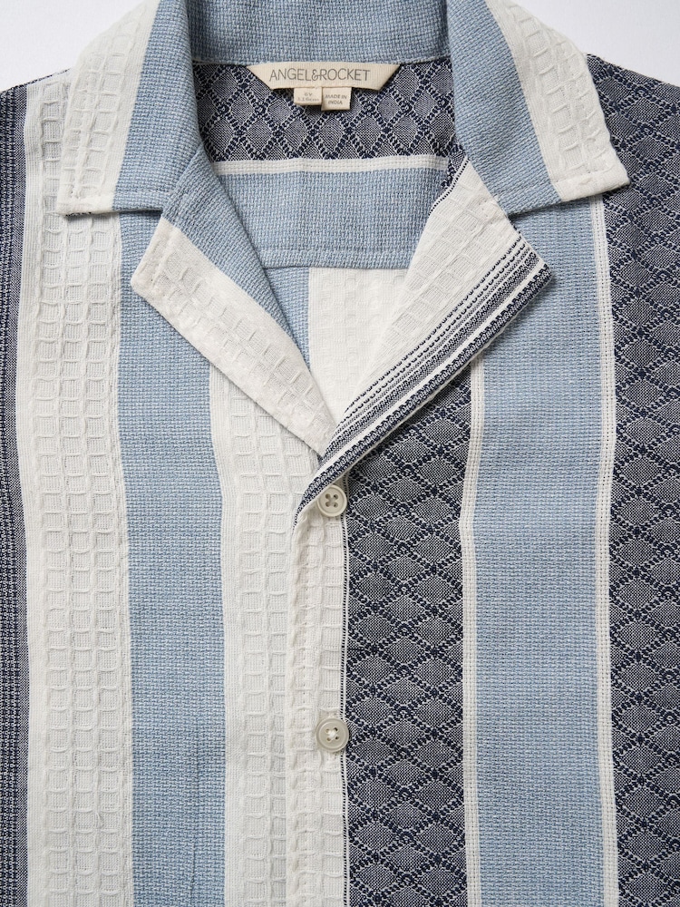 Angel & Rocket White Enzo Jacquard Stripe 100% Cotton Shirt - Image 7 of 7