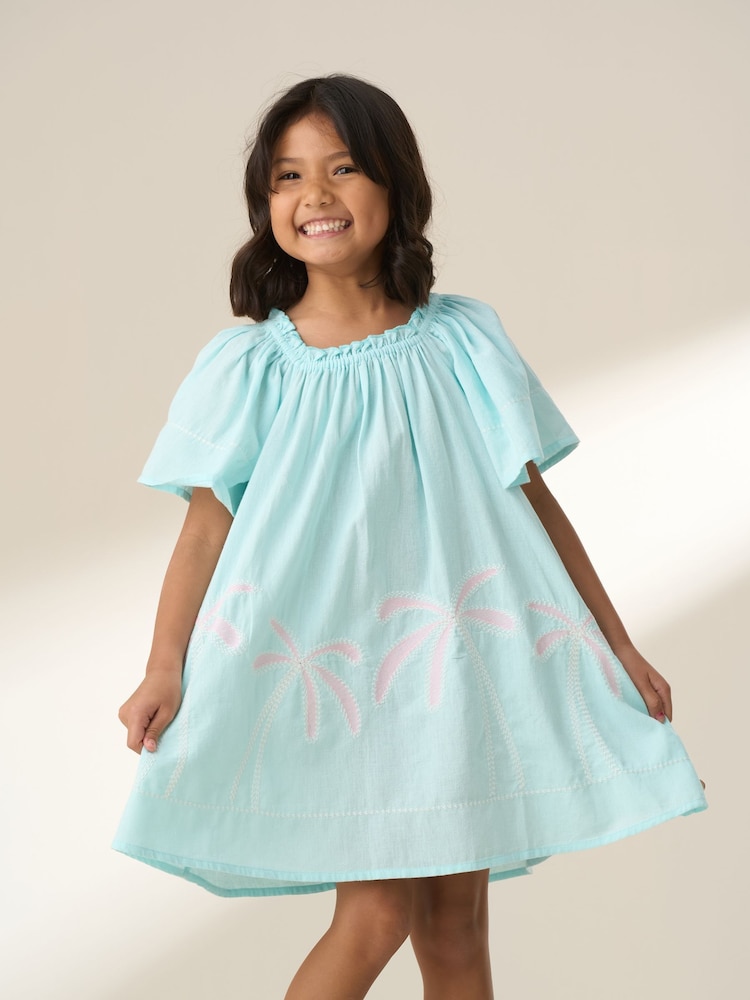 Angel & Rocket Blue Paloma Embroidered Hem Swing Dress - Image 1 of 9