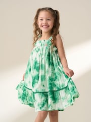 Angel & Rocket Green Palmeria Tie Dye 100% Cotton Sun Dress - Image 2 of 8