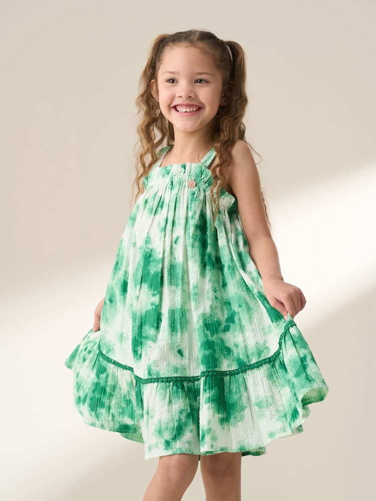Angel & Rocket Green Palmeria Tie Dye 100% Cotton Sun Dress - Image 2 of 8