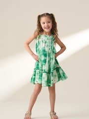 Angel & Rocket Green Palmeria Tie Dye 100% Cotton Sun Dress - Image 5 of 8