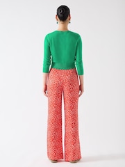 LK Bennett Green Vanessa Jelly Bean 100% Cotton Crew Neck Pointelle Detail Cardigan - Image 3 of 3