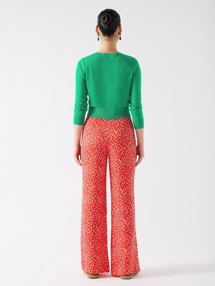LK Bennett Green Vanessa Jelly Bean 100% Cotton Crew Neck Pointelle Detail Cardigan - Image 3 of 3