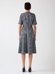 LK Bennett Blue Suzie Cotton Blend Tweed Button Through Dress - Image 2 of 3