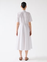 LK Bennett White Grace 100% Cotton Embroidered Lace Panel Bib Dress - Image 2 of 3