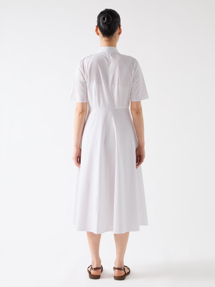 LK Bennett White Grace 100% Cotton Embroidered Lace Panel Bib Dress - Image 2 of 3