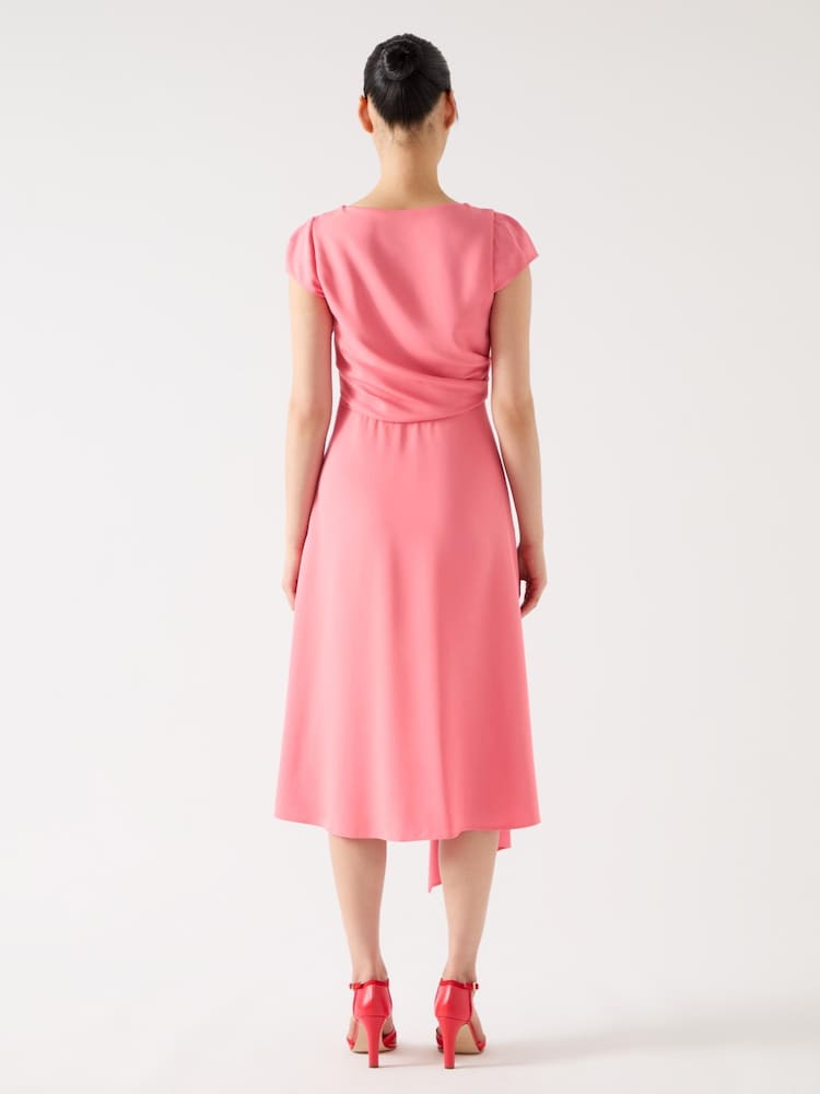 LK Bennett Pink Moon Desert Viscose Blend Contrasting Crepe Dress - Image 3 of 4