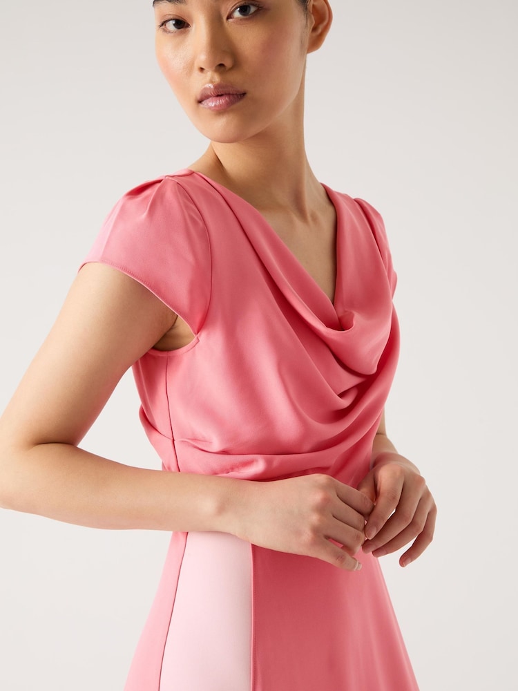 LK Bennett Pink Moon Desert Viscose Blend Contrasting Crepe Dress - Image 4 of 4
