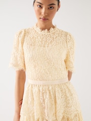LK Bennett White Cecily Blend Lace Tiered Maxi Dress - Image 4 of 4