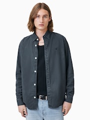 AllSaints Blue Bodhi Long Sleeve Overshirt - Image 1 of 7