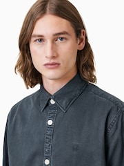 AllSaints Blue Bodhi Long Sleeve Overshirt - Image 3 of 7