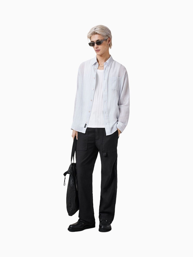 AllSaints White Holme Long Sleeve Shirt - Image 2 of 8