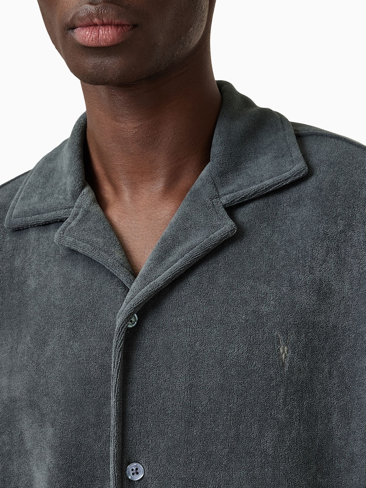 AllSaints Blue Felix Short Sleeve Shirt - Image 4 of 5