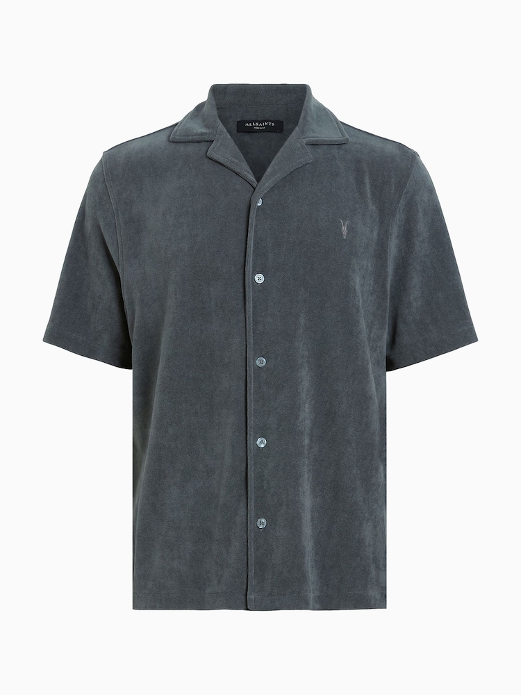 AllSaints Blue Felix Short Sleeve Shirt - Image 5 of 5