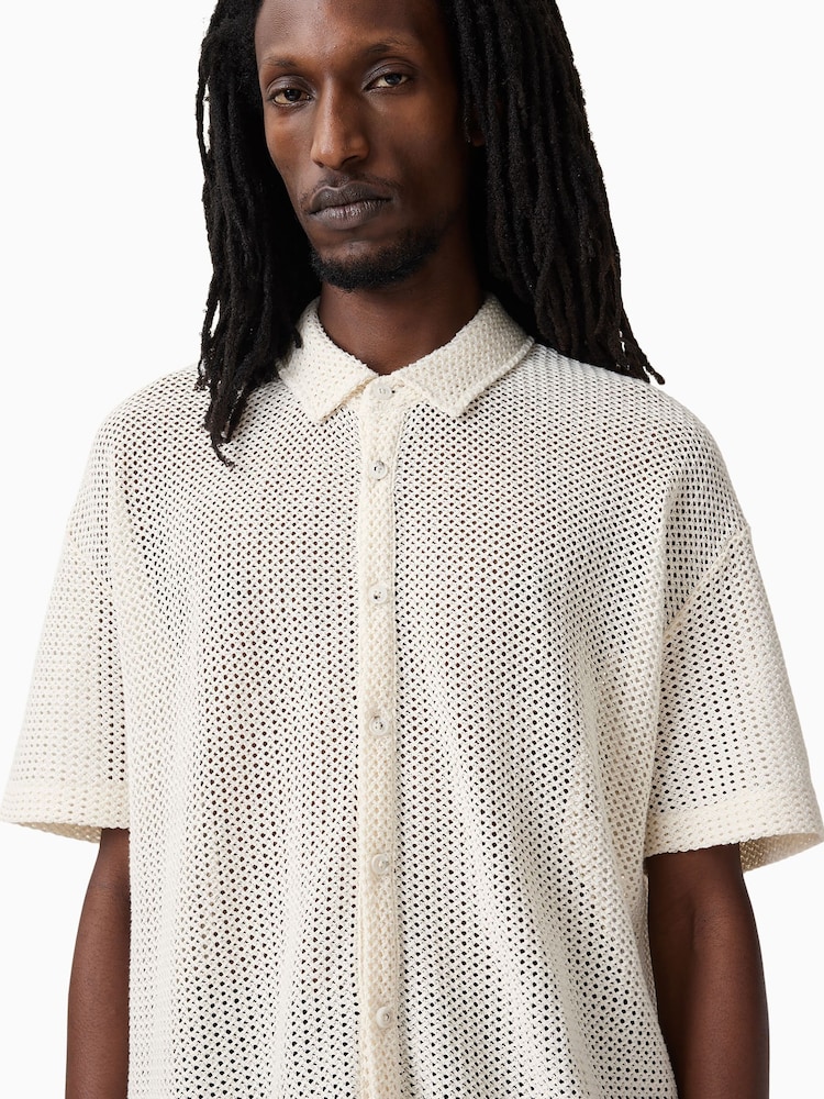 AllSaints White Munroe Short Sleeve Shirt - Image 2 of 8