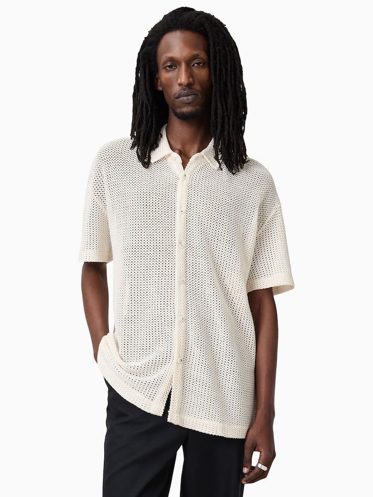 AllSaints White Munroe Short Sleeve Shirt - Image 4 of 8
