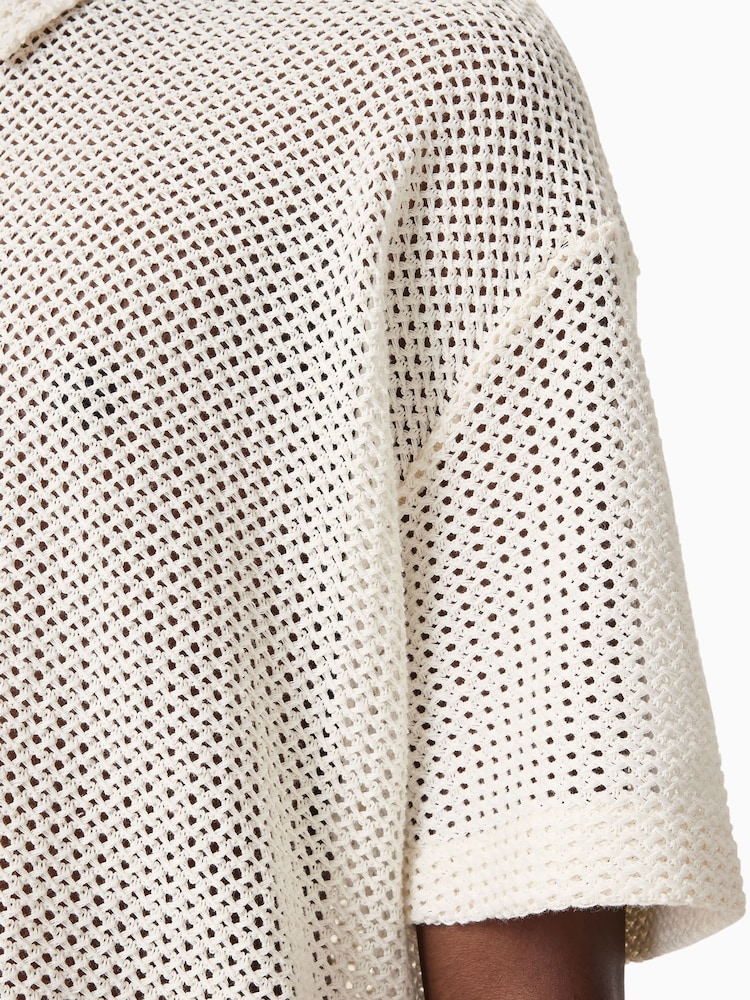 AllSaints White Munroe Short Sleeve Shirt - Image 6 of 8