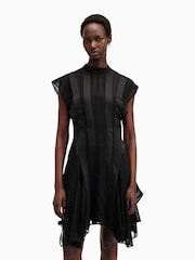 AllSaints Black Fleur Texture Dress - Image 2 of 9