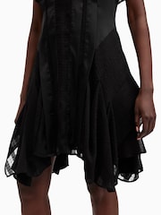 AllSaints Black Fleur Texture Dress - Image 6 of 9