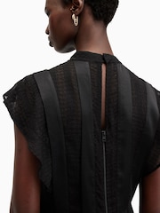 AllSaints Black Fleur Texture Dress - Image 7 of 9