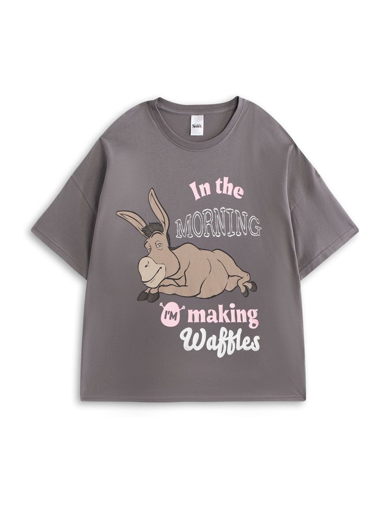 Vanilla Underground Grey Womens Shrek Multicoloured Short Sleeve Long Leg 100% Cotton Pyjamas Set - Image 2 of 6